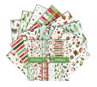 Lot de 24 feuilles de papier de scrapbooking de Noël double face pour loisirs créatifs, fabrication de cartes, journal, album photo, décoration cadeau (vert, 30 x 30 cm)