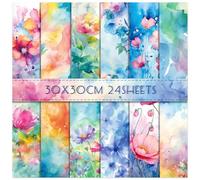 Lot de 24 feuilles de papier de scrapbooking floral double face 30 x 30 cm pour scrapbooking décoratif pour fabrication de cartes, papier cartonné origami