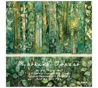 Lot de 24 feuilles de papier pour scrapbooking - 15,2 x 15,2 cm - Motif forêt verte - Pour scrapbooking, planificateur, journal intime, collage et fabrication de cartes