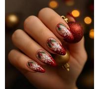 Lot de 24 flocons de neige rouges en forme d'amande ABS hypoallergénique pour fêtes de fin d'année