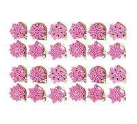 Lot de 24 flocons de neige rustiques en bois pour sapin de Noël et loisirs créatifs avec corde de jute pour une suspension facile (poudre)