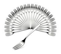 Lot de 24 Fourchettes à Dessert 3 Dents en Acier Inoxydable, Fourchettes à Fruits et Gâteaux, Couverts de Table Finition Miroir pour Mariage, Fête, Restaurant, Bistrot et Usage Quotidien, Argent
