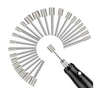 Lot de 24 fraises diamantées compatibles avec les fraises diamantées Dremel avec tige de 3 mm - Convient pour sculpture sur pierre, verre, céramique, polissage, meulage, gravure