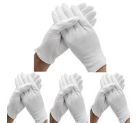 Lot de 24 gants (12 paires) en coton blanc pour hydrater les mains sèches les cosmétiques, l'eczéma, le spa et l'inspection de pièces de monnaie, gants de contrôle, gants de service, gants hydratants