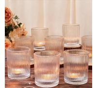 Lot de 24 grands bougeoirs votifs, 7,1 x 8,4 cm en verre transparent à remplir de cire, bougeoirs romantiques pour décoration de mariage, bougies chauffe-plat pour centres de table