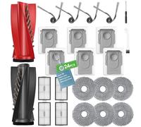 Lot de 24 Kit Accessoires pour Roborock Saros 10R/Saros 20/Qrevo CurvX/Curv 2 Pro/Curv 2 ProX,2 Brosse Principales,4 Filtres,6 Sacs à Poussière,6 Serpillères,4 Brosses Latérales
