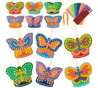 Lot de 24 kits de mosaïque religieuse en forme de papillon pour enfants à faire soi-même - Mousse pailletée Jésus apporte une nouvelle vie - Papillon religieux - Ornements en mosaïque pour fête de