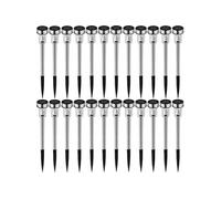 Lot de 24 lampes solaires LED écologiques diffusion d'une lumière blanc froid argent