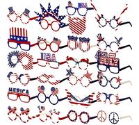 Lot de 24 lunettes de soleil fantaisie avec drapeau américain - Accessoires de fête pour le quatrième juillet - Fête patriotique - Décoration pour jour de l'indépendance