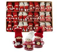 Lot de 24 lutins de Noël à suspendre Spetebo - Décoration de Noël en feutre / peluche rouge et blanc - 8,5 cm x 4 cm x 3,5 cm