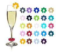 Lot de 24 marque-verres colorés en silicone alimentaire - marqueurs de verres à vin, champagne et cocktail - réutilisables et élégants pour fêtes, mariages et soirées conviviales