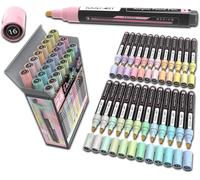 Lot De 24 Marqueur Peinture Acrylique Pastel 3 Mm Pointe Moyenne Pour Peinture Sur Pierre, Verre, Gobelets, Bois, Métal, Toile, Détails, Non Toxique, À Base D'eau, Séchage Rapide Feutre