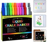 Lot De 24 Marqueurs À Craie Liquide Multicolores Lavables Pour Tableau Noir, Tableau Blanc, Fenêtre, Verre, Pointe Fine, 12 Couleurs, Cadeaux Idéaux