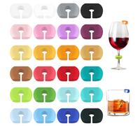 Lot de 24 marqueurs de verre - En silicone coloré - Réutilisables - Pour verre à vin, champagne, cocktail, martini, bar et fête