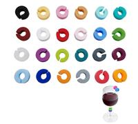 Lot de 24 marqueurs de verre en silicone - Marqueurs de verre - Marqueurs de verre pour fête - Marqueurs de verre nobles et enfants - Marqueurs de verre pour verres à vin, verre à cocktail, verre à