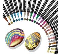 Lot de 24 marqueurs métalliques en acrylique pour pierres, imperméables, pour album photo, livre d'or de mariage, accessoires de scrapbooking, papier noir, porcelaine, verre, toile, céramique, bois