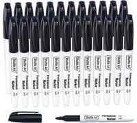 Lot De 24 Marqueurs Permanents Noirs À Pointe Fine,Parfaits Sur Le Plastique,Le Bois,La Pierre,Le Métal Et Le Verre Pour Gribouillage,Coloriage,Marquage,Fournitures Scolaires