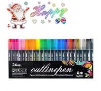 Lot de 24 marqueurs scintillants pour surligneur, ensemble de marqueurs de contour 2026, stylos à double ligne à paillettes pour cartes, scrapbooking, loisirs créatifs