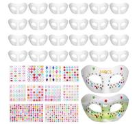 Lot de 24 masques en papier mâché avec bijoux adhésifs, demi-visage vierge pour fêtes et cosplay