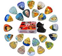 Lot de 24 médiators de guitare pour guitare acoustique, médiators moyens de 0,71 mm avec support de médiator, médiators Gui tar assortis pour guitare acoustique, électrique, basse, ukulélé (Van Gogh)