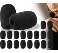 Lot de 24 microphones anti-pop noirs - 8 × 22 × 30 mm - Mini microphone - Pare-vent de rechange - Mousse - Pour petit microphone, casque Lavalier