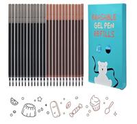 Lot de 24 Mines de Rechange Effaçables noir et marron,avec les Mines Legami pour Stylo Gel, Recharges de Rechange Effaçables, Mines Effaçables, Pointe 0,7 mm, Hauteur 13 cm (noir et marron)