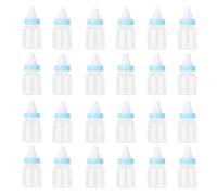 Lot de 24 mini biberons à remplir pour fête prénatale - 9,8 x 4 x 4 cm - Qualité alimentaire - Décoration de bonbons - Cadeau pour baptême et anniversaire - Bleu