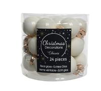 Lot de 24 mini boules - 25 mm - Blanc cassé