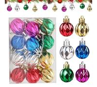 Lot de 24 mini boules de Noël, 3 cm, en plastique, brillantes, à suspendre, incassables, multicolores, à faire soi-même