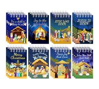 Lot de 24 mini carnets de crèche de Noël, cadeaux religieux de fête de la Nativité - Joyeux anniversaire Jésus - Décorations de fête de la Nativité - Bloc-notes de poche - Carnet de notes à spirale