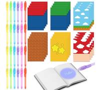 Lot de 24 mini carnets de notes à encre invisible Motif Bros | Stylo espion avec lumière UV, mini carnet de notes, cadeau de fête créatif, cadeaux de fête, cadeaux de fête