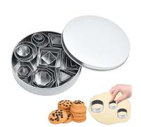 Lot de 24 mini emporte-pièces en acier inoxydable avec boîte - Forme géométrique - Pour pâte à pâtisserie, pâte à tarte et fondant (géométrique)