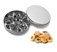 Lot de 24 mini emporte-pièces, les 8 formes les plus populaires en 3 tailles différentes pour cookies, glaçage, décoration de gâteaux, Acier inoxydable, Silver, 24 packs