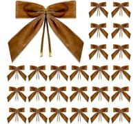 Lot de 24 mini nœuds de Noël en velours rouge - Mini nœuds à bords métalliques pour décorations d'arbre, festives, décorations de fête, fournitures de décoration artisanales (curry profond)