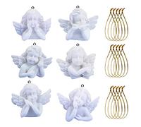 Lot de 24 mini pendentifs en forme d'ange - Blanc - Décoration pour sapin de Noël - Pour mariage, confirmation