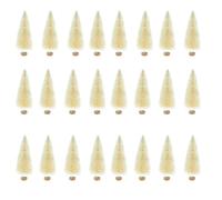 Lot de 24 mini sapins de Noël artificiels miniatures en sisal avec base en bois pour fête de Noël, maison, vacances, école, bricolage, magasin, vitrine, décoration, blanc, 4,5 cm