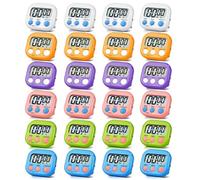 Lot de 24 minuteurs de cuisine numériques magnétiques avec grand écran - Minuteurs de cuisine électroniques pour cuisine, bain, gym, pause, salle de classe (6 couleurs)