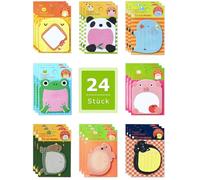 Lot de 24 notes autocollantes au motif d'animaux amusants - Pour l'école, le bureau, la maison - Petits cadeaux pour les élèves et les anniversaires d'enfants