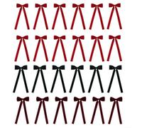 Lot de 24 nœuds de Noël 11 cm Rouge/vert/bordeaux | Tissu doux, finition mate, aspect élégant, résistant à la décoloration, longue durée de vie
