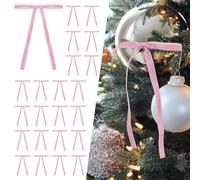 Lot de 24 nœuds de Noël en velours de style vintage pour décoration de sapin, guirlande de porte, couronne d'accent, 12,7 x 17,8 cm de large, décoration rustique (rose)