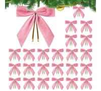 Lot de 24 nœuds de Noël en velours pour sapin de Noël rustiques pour décoration d'emballage de maison, 8,9 x 8,9 cm