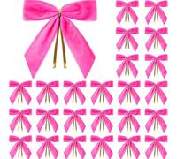 Lot de 24 nœuds de Noël en velours rouge avec dos métallique pour décoration d'arbres, couronnes, emballages, travaux manuels et décorations de fête (rouge)