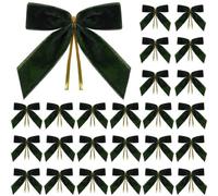 Lot de 24 nœuds de Noël en velours rouge avec dos métallique pour décoration d'arbres, couronnes, emballages, travaux manuels et décorations de fête (noir et vert)