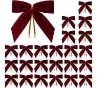 Lot De 24 Nœuds De Noël En Velours, Style Vintage, for Sapin, Couronnes, Loisirs Créatifs, Mariages, Sachets De Bonbons Et Décoration Intérieure(2)