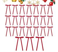 Lot de 24 nœuds de sapin de Noël en velours rustique | 12,7 x 17,8 cm | Décorations de sapin de Noël pour couronnes, guirlandes, maison, magasin, décoration intérieure et extérieure