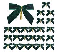 Lot de 24 nœuds en ruban de satin - 8,9 cm - Petits nœuds de Noël - Pour sapin de Noël - En velours - Pour couronnes de Noël - Décoration - Vert