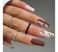 Lot de 24 ongles à coller sur des ongles simples - Faux ongles médias cercueil - Presse élégante sur ongles pour femme