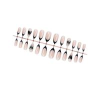 Lot de 24 ongles à presser en amande, avec pointe française et motifs en forme de cœur, accessoires d'ongles à coller sur les ongles