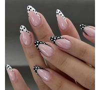 Lot de 24 ongles à presser pour Halloween - Design scintillant - Construction ABS - Durable - Pour fête, usage quotidien, manucure - Blanc