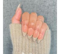 Lot de 24 ongles acryliques à l'aspect naturel - Application facile - Collage complet sur les ongles - Appuyez sur les ongles pour femmes - Explications